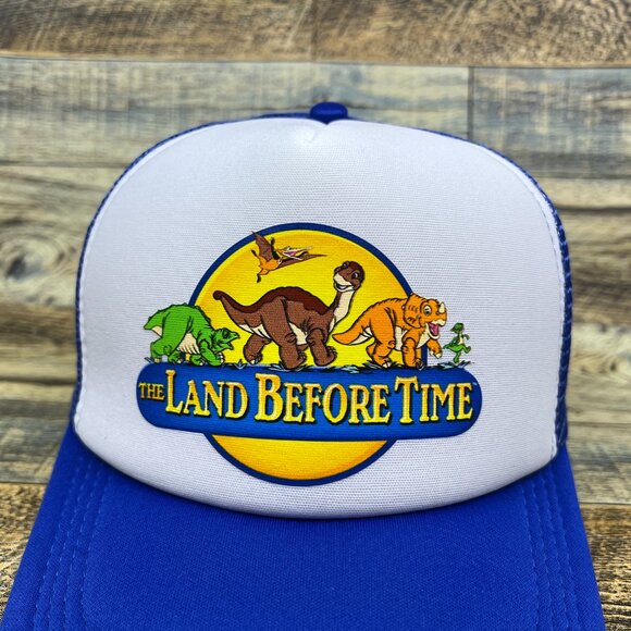 The Land Before Time Mens Trucker Hat Blue Snapback 1988 Dinosaur Movie Ball Cap - Picture 2 of 7